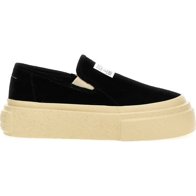 MM6 Maison Margiela Black Suede Platform Slip-On Sneakers - T8013 Black - IT 41