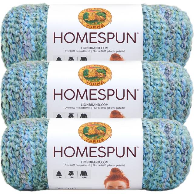 Lion Brand Yarn Homespun Yarn  Soft Bulky Yarn for Knitting  Crocheting  and Crafting  3 Pack  Windsor