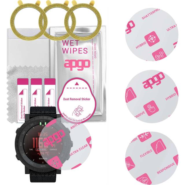 3x apgo Ultra-Clear Hybrid protective glass compatible with Suunto Core Alpha, flexible nano glass, great replacement for tempered glass, scratch-resi
