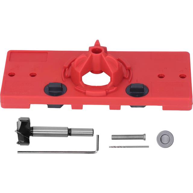 Hinge Hole Saw Jig ABS Concealed Hinge Drilling Guide Locator Positioner Tool for Bench DrillRed
