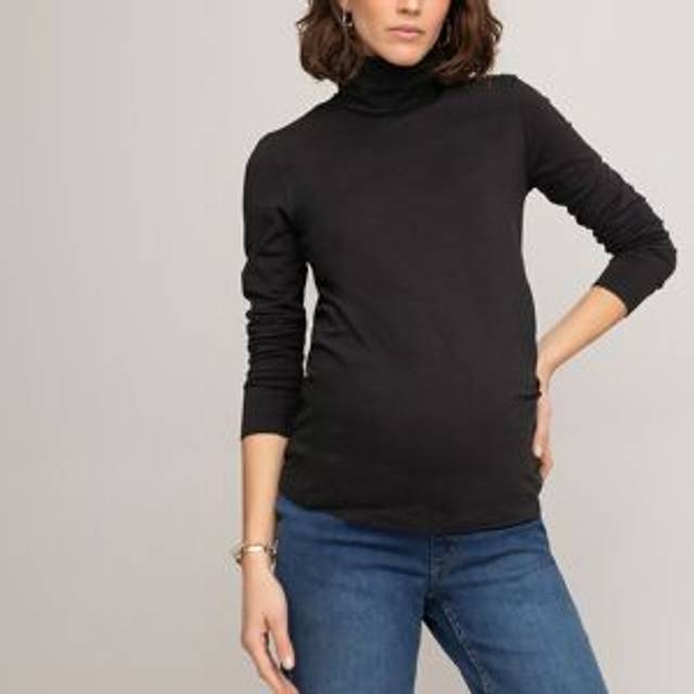 Maternity Turtleneck T-Shirt in Organic Cotton - Black