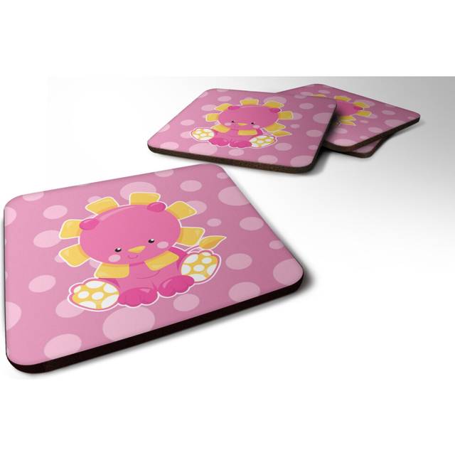"""""Caroline's Treasures Girl Lion Foam Coaster Set of 4  3.5  Multicolor"""""