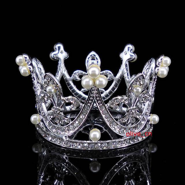 4cm Tall Kids Flower Girl Baby Full Crystal Circle Round Mini Tiara Crown