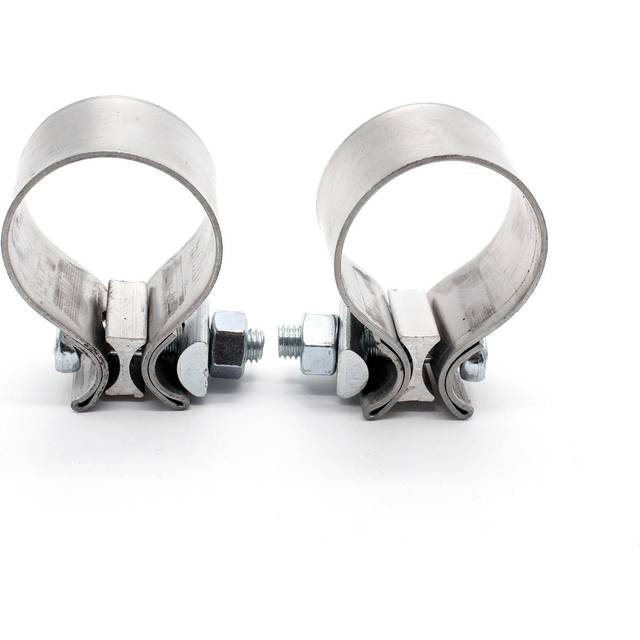 2pcs 2inch T409 Stainless Steel Narrow Band Muffler Exhaust Pipe Clamp Sleeves silver