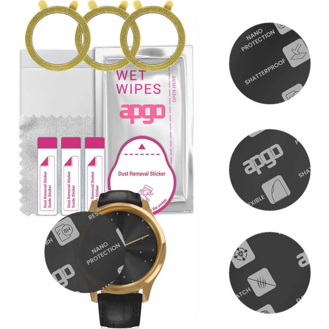 3x apgo MATTE Hybrid protective glass compatible with Garmin Vivomove Luxe, flexible nano glass, great replacement for tempered glass, scratch-resista
