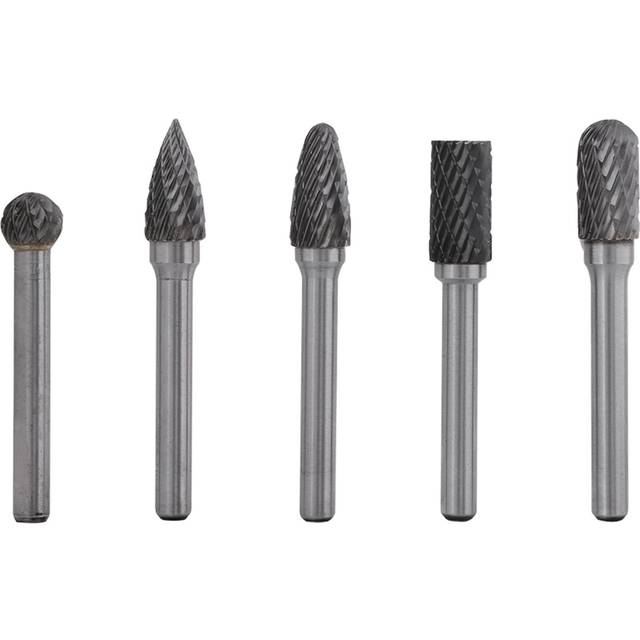 5 Pcs Tungsten Steel Grinding Burr 6mm Shank 10mm Head Rotary Cutter Bits Kit