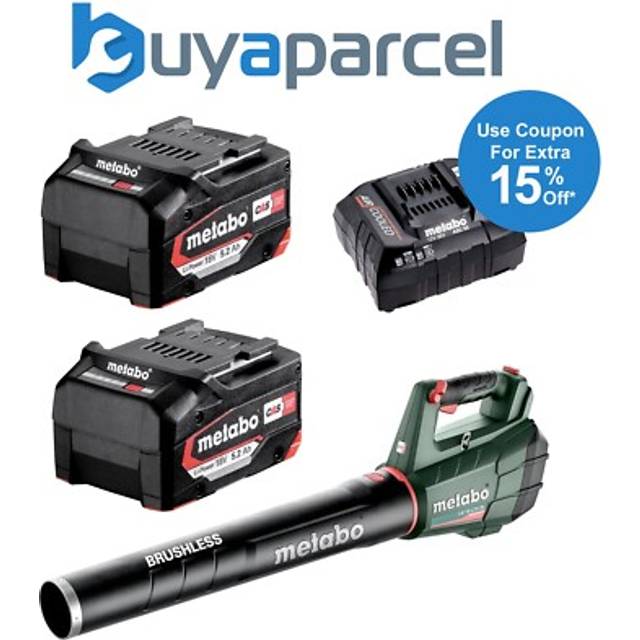601607850 Cordless Leaf Blower 18V Quiet Blower lb + X2 4AH Battery Kit - Metabo