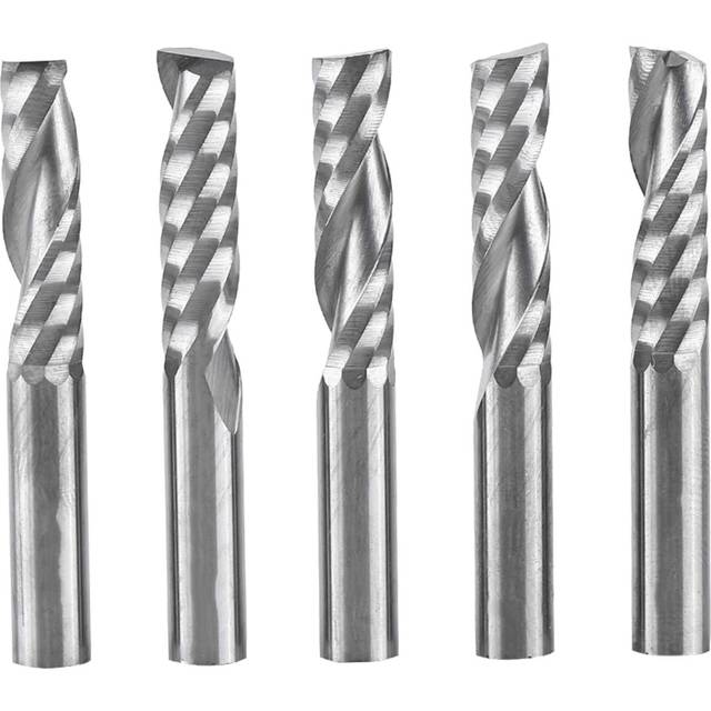 5pcs 6mm Shank Tungsten Carbide Single Flute End Mills Spiral Cutters CNC Milling Bits