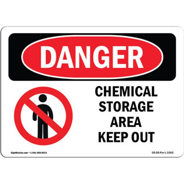 SignMission OS-DS-A-1218-L-1062 12 x 18 in. OSHA Danger Sign - Chemical Storage Area Keep Out