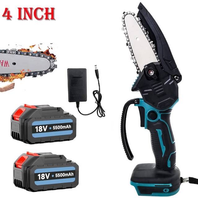 "4""Cordless Small Mini Chainsaw+5.5A 2Battery+Charger-Makita Compatible"