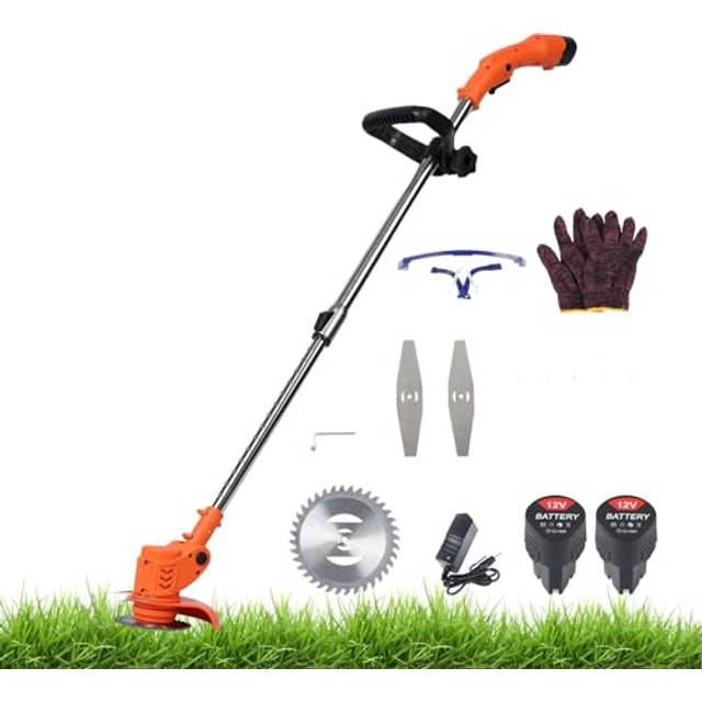 Cordless Strimmer, 12V Electric Strimmer Cordless Garden Strimmer, Telescopic Rod Home Grass Trimmer, Rechargeable Handheld Brush Cutter with 2