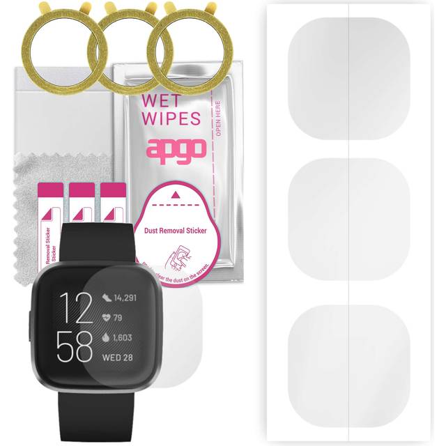 3x apgo Hydrogel Screen Protector for Fitbit Sense, Hydrogel Film, with positioning layer easy installation