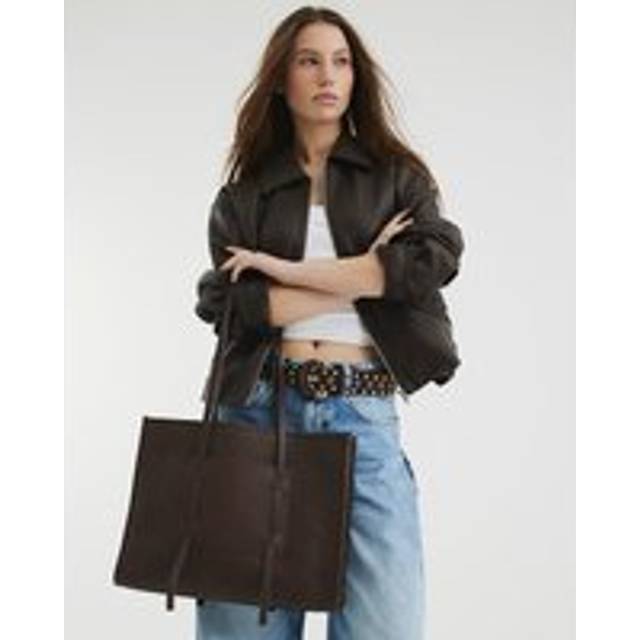 River Island Womens Brown Leather Woven Shopper Bag - One Size