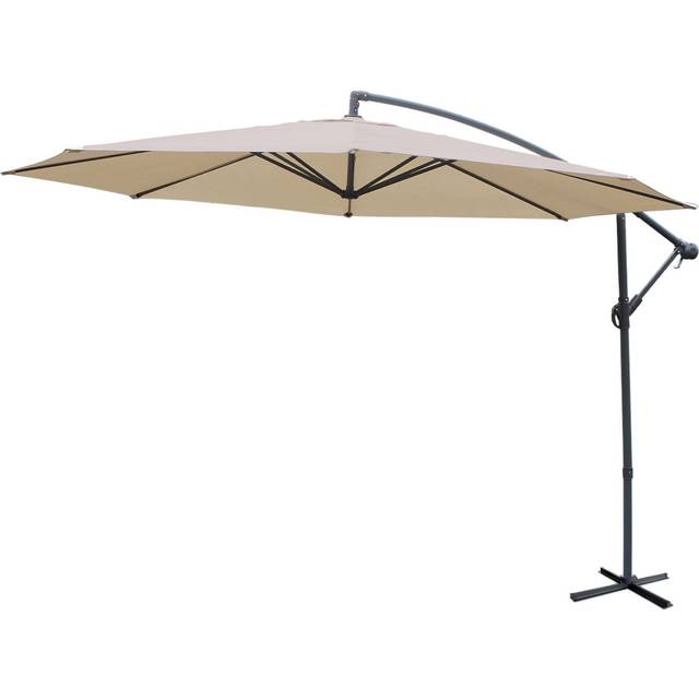 Sweeek - Offset round parasol 350cm, Hardelot, Beige, 350x350x250 cm