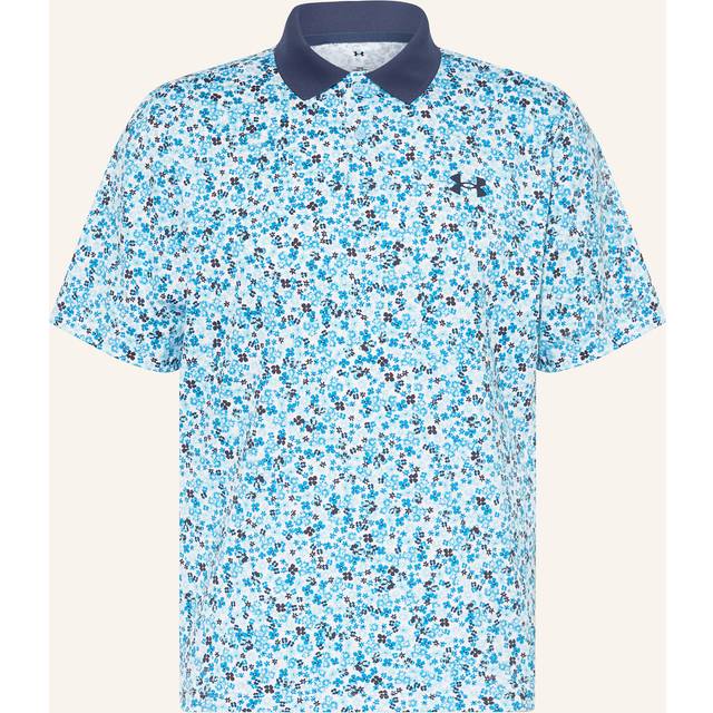 UNDER ARMOUR Mens Golf Matchplay Printed Polo Top - Blue/White, White / Downpour Gray, Size Xl, Men - XL