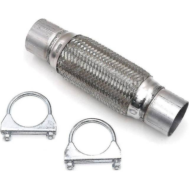 2.5&quot; X8&quot; X12&quot; Stainless Steel Car Exhaust Flex Pipe Bellows Double Braid Connector Ripple Sliver With Bracket