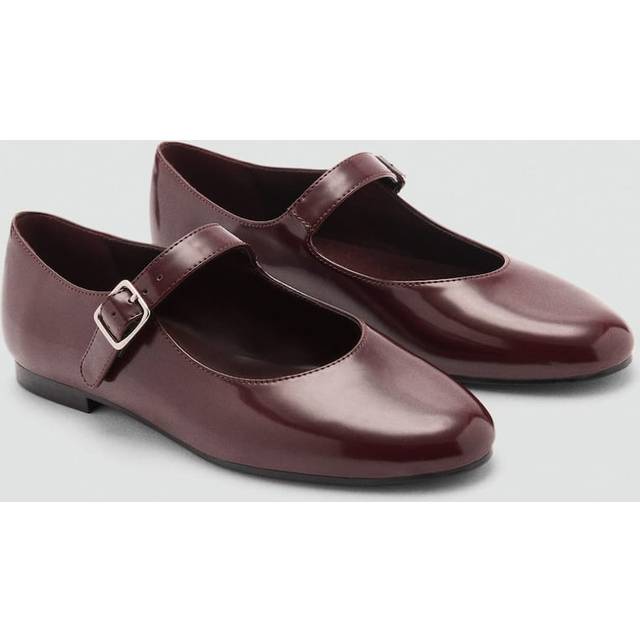 Patent leather-effect ballet flats burgundy - Woman - 3 - MANGO - Burgundy