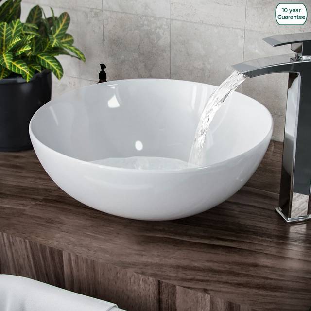 Etive 420mm X-Large Round Cloakroom Counter Top Basin Sink Bowl
