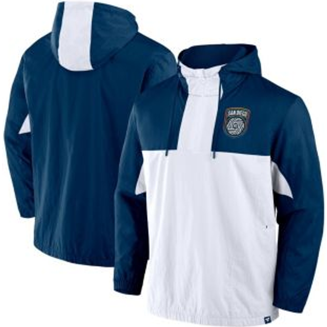 Men's Fanatics Navy San Diego FC Free Kick Woven Quarter-Zip Hoodie Jacket