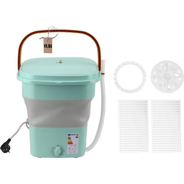 Folding Washing Machine 11.5L Large Capacity Automatic Collapsible Portable Mini Washer for green