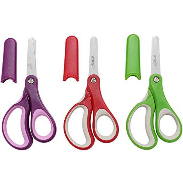 LIVINGO Left and Right Handed Kids Scissors, 13 cm Safety Blunt Sharp Stainless Steel Blade Scissors for Children School Teacher Use Crafting Cutting