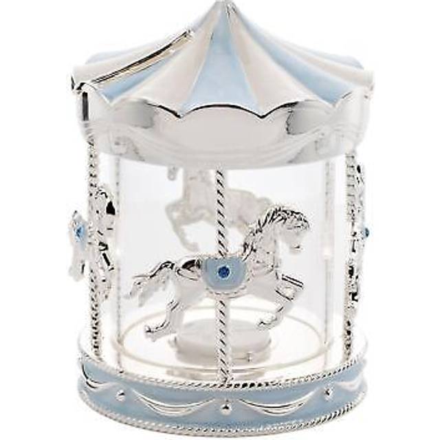 Bambino Silver Plated Money Box Carousel - Blue