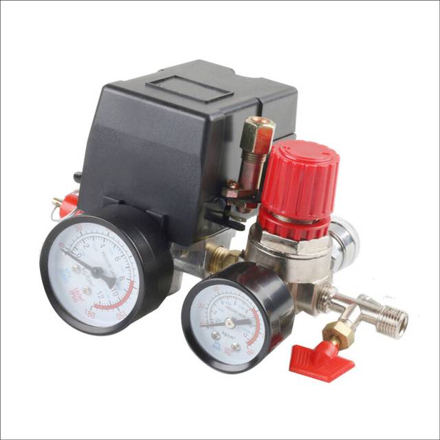 Air Compressor Pressure Switch Pressure W/Valve Control Regulators Gauge 90-120PSI 4 Port Safety Valve Air Compressor