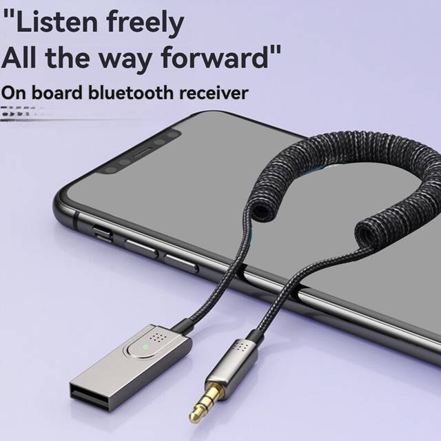 Bluetooth 5.1 AUX Car Adapter USB to 3.5mm Jack Dongle Cable