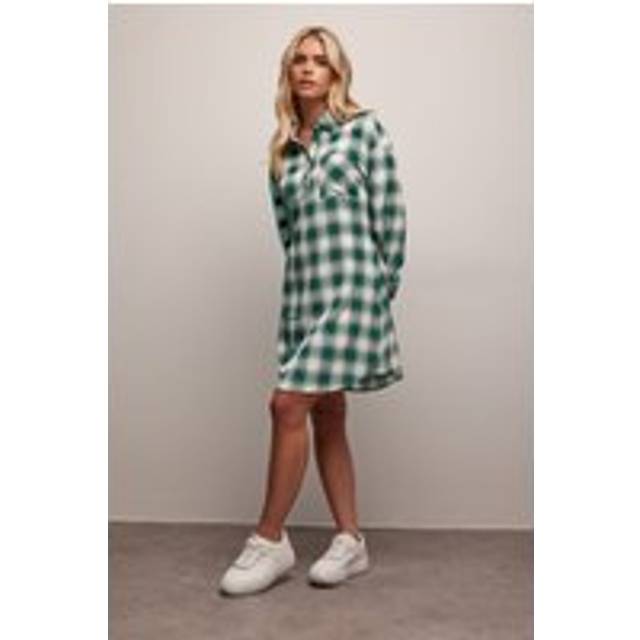 Pixiegirl Green Check Print Shirt Dress 16 Pixiegirl | Petite Women's Midi Dresses