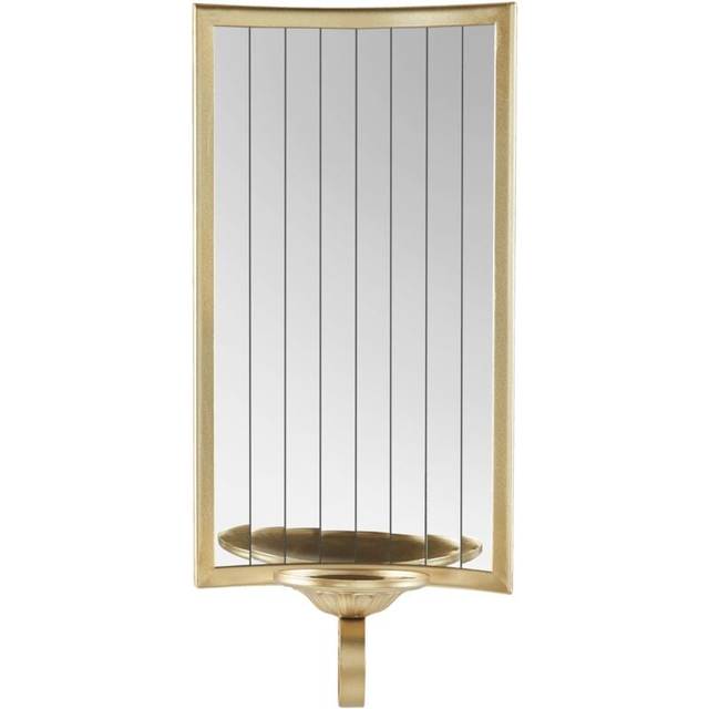 Wall Mounted Candle Holder for 1 Candle with Mirror Minimalistic Decoration Gold Sobreda