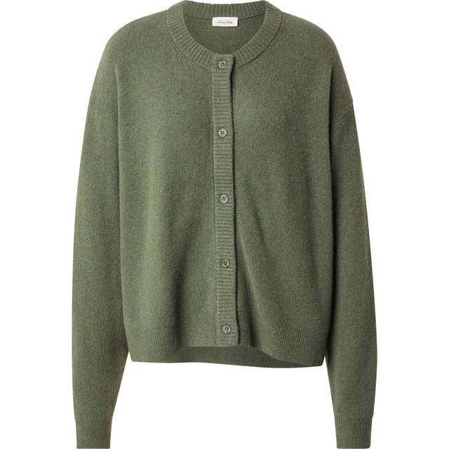 Damsville Crew Neck Cardigan with Long Sleeves - Khaki Marl - XS/S