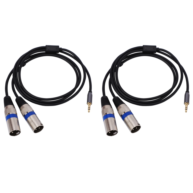 2X Multi-Function Audio Cable 3.5/6.35mm Male Jack to Double XLR Extension 6.35/3.5mm