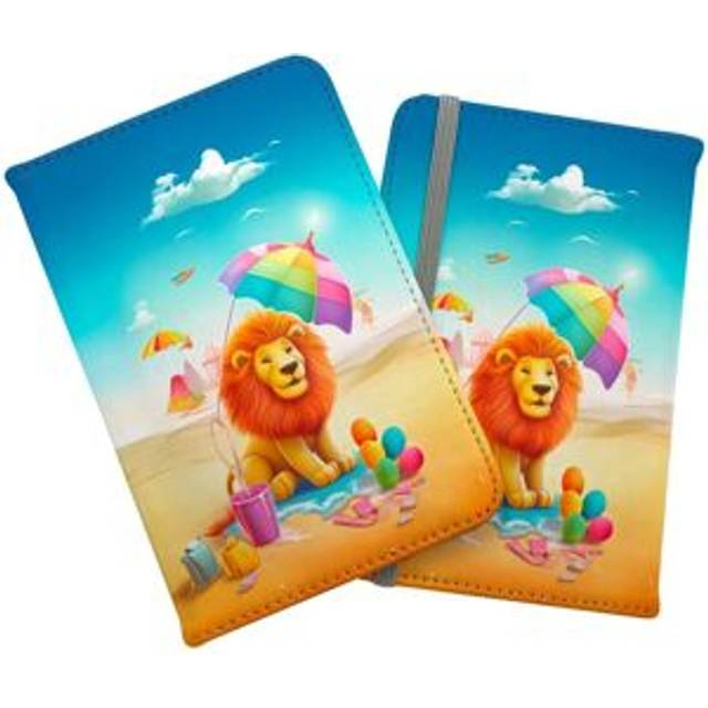 Lion On A Beach Holiday Passport Cover - Yellow