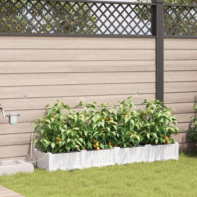 Vidaxl - Garden Planters with Water Irrigation System 4 pcs White
