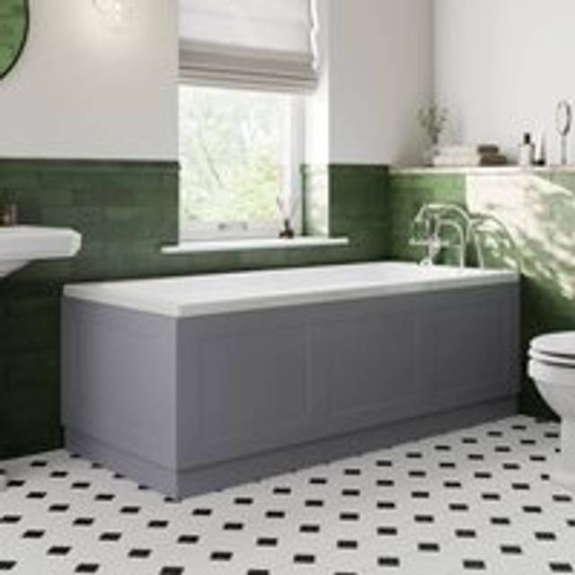 Park Lane Grey Gloss MDF Traditional Bath Side Panel - 1700mm