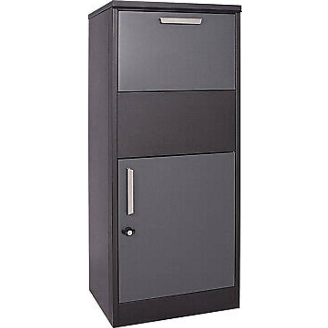 XPOtool Parcel Post Box Black 50 x 37.5 x115 cm Freestanding Letter Box, Lockable With Set of 2 Keys, Ensures Easy Parcel Delivery at Home, Drop Bo...