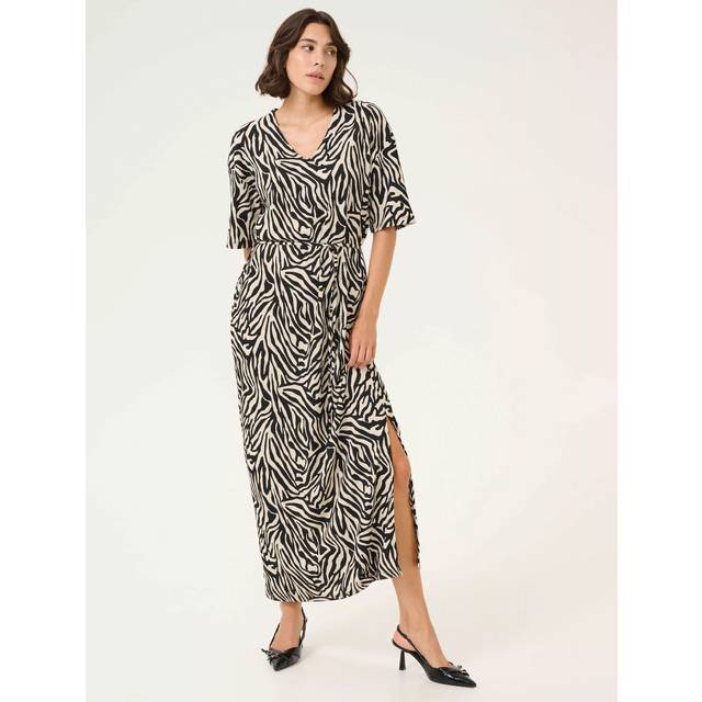 KAFFE Ivanna Zebra Print Dress, Beige/Multi