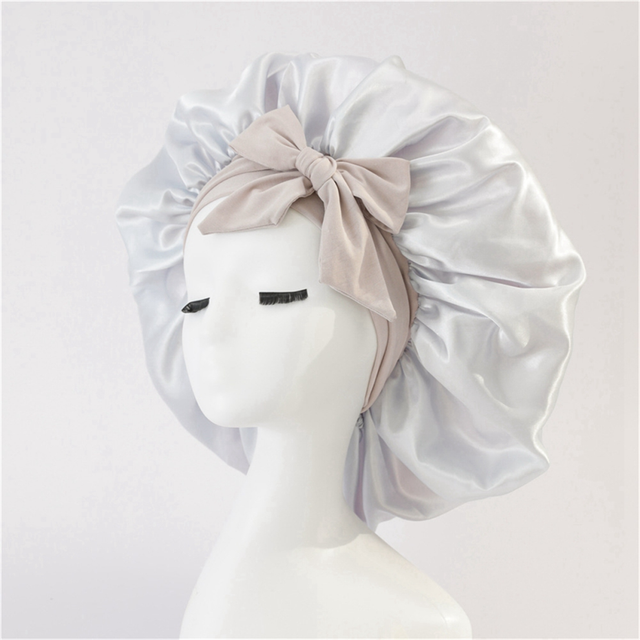 Women Hat Night Sleeping Shower Cap High Elastic Hair Bonnet Cover Care Black