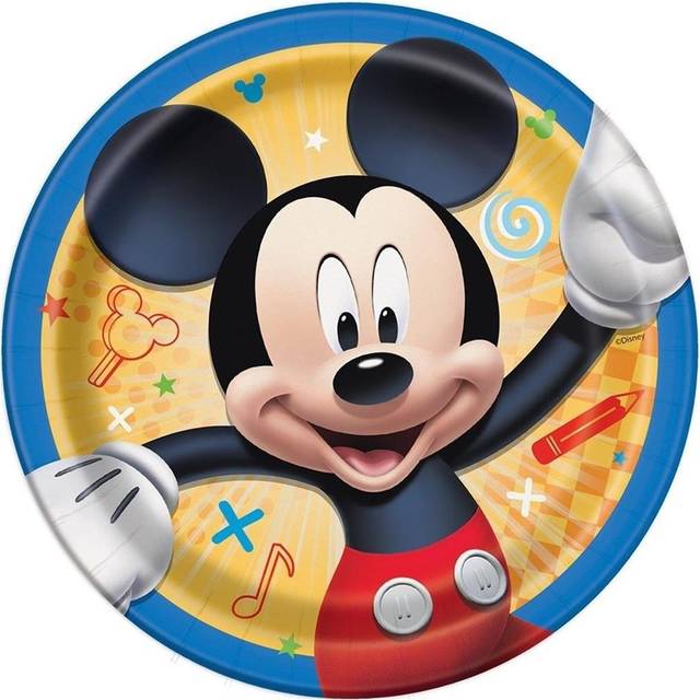 Round Dessert Paper Plates - 7  Mickey Mouse Roadster  8 Pcs