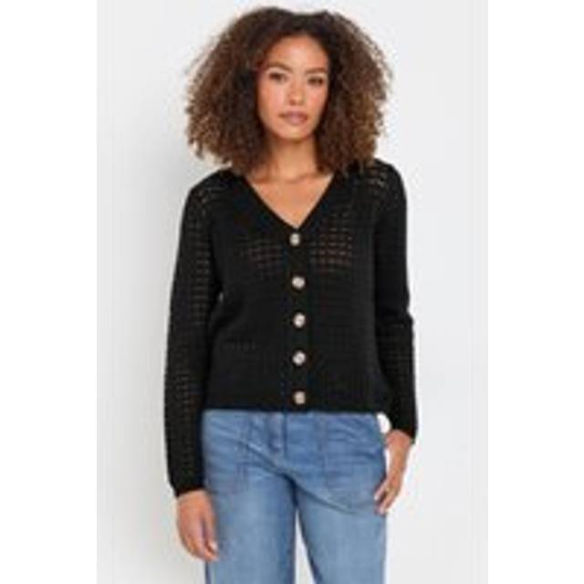 M&Co Black Button Through Crochet Cardigan 10-12 M&Co Womens