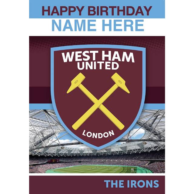 West Ham FC Birthday Card, Personalise with Sticker Sheet