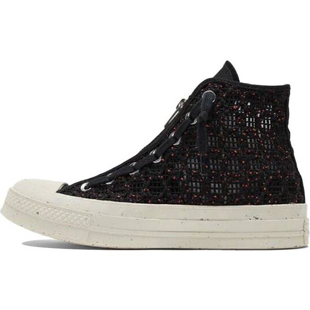 Converse Chuck 70 High Speckled Black Crochet Women Sneakers Bright-Poppy Egret 570784C 35