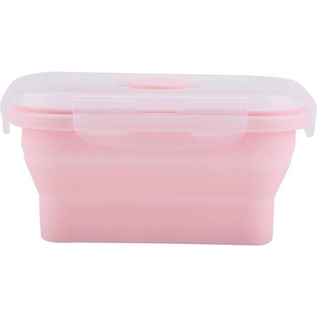 Portable Silicone Lunch Box Folding Microwave Safe Lunchbox Food Container 350ml pink