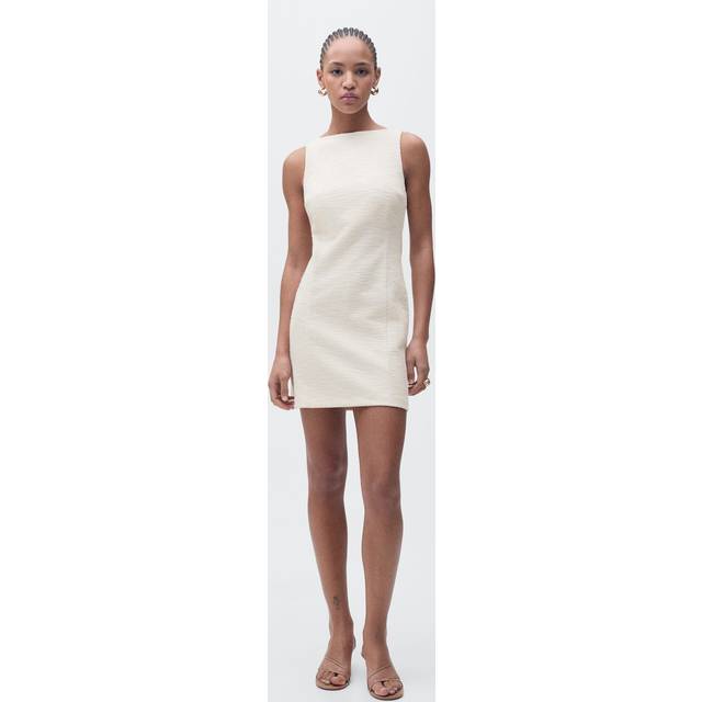 Short tweed dress ecru - Woman - 8 - MANGO - Ecru
