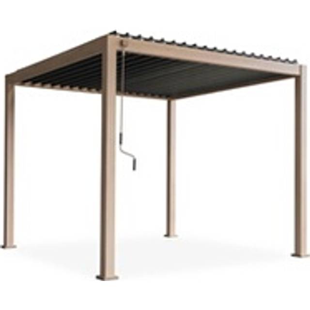 3x3m louvered aluminium pergola with adjustable roof slats, Triomphe V2, Natural, 301x301x250 cm