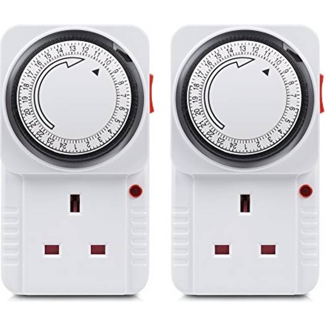 HBN 24 Hour Plug-in Energy Saving Programmable Mechanical Timer Switch,2 Pack