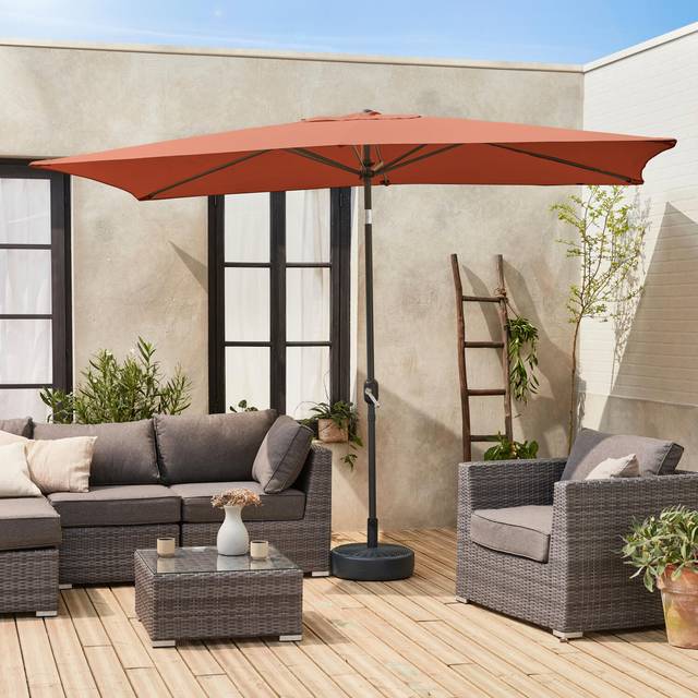 2x3m rectangular centre pole parasol, Touquet, Terracotta
