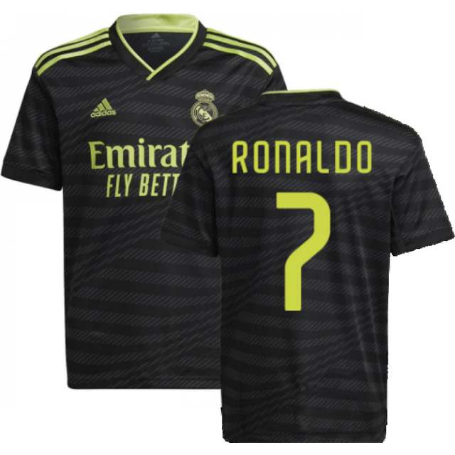 '22-'23 Real Madrid Third Shirt (Kids) (RONALDO 7) Black 15-16 Polyester Cristiano Ronaldo Made By: Adidas