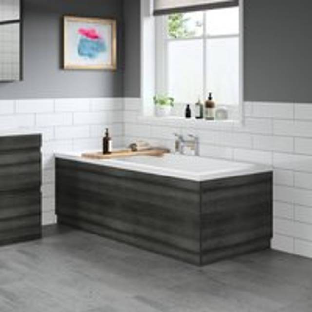 Modern Bathroom 1700 Front & 750 End Bath Panel Pack MDF Charcoal Grey Plinth