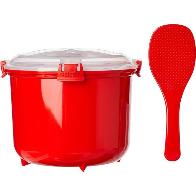 Sistema Microwave Rice Cooker 2.6L Dishwasher Safe Small Rice Cooker BPA Free Red Clear